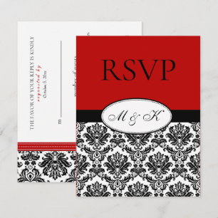 Schwarz-weiß Red Damask UAWG RSVP Karte