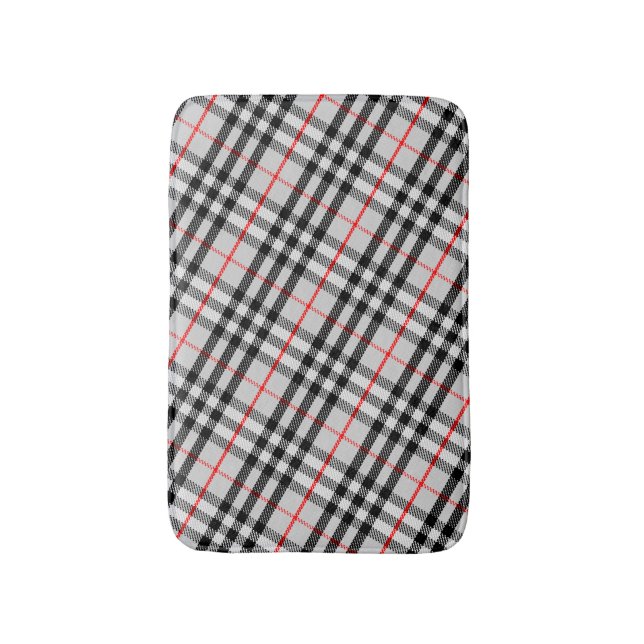 Schwarz-weiß Red Gingham | Klassisches Scheckgeweb Badematte (Vorderseite Vertikal)