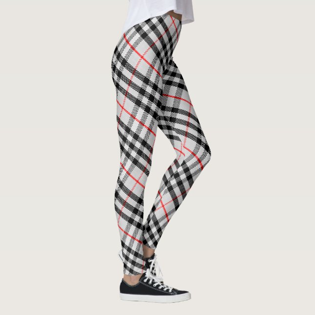 Schwarz-weiß Red Gingham | Klassisches Scheckgeweb Leggings (Rechts)