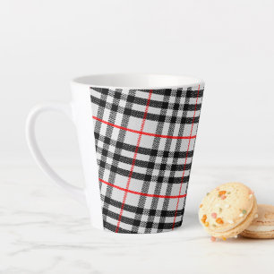 Schwarz-weiß Red Gingham Klassisches Scheckgeweb Milchtasse