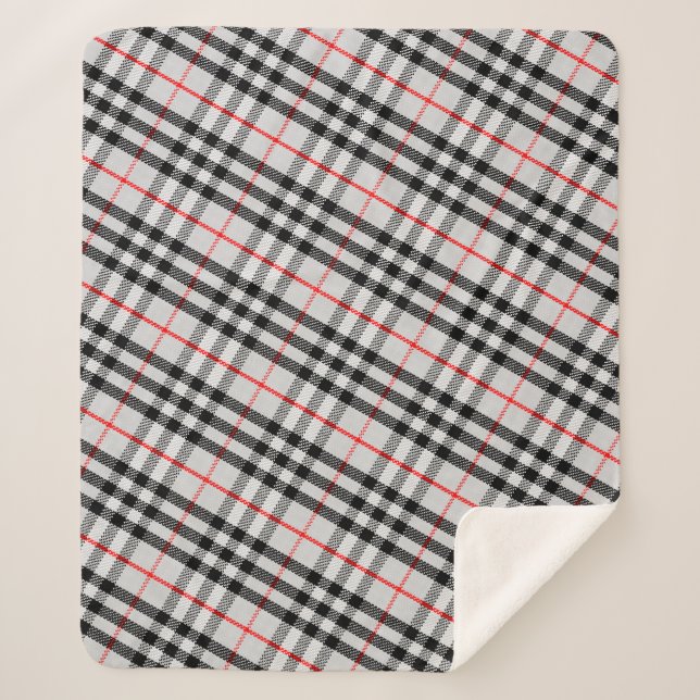 Schwarz-weiß Red Gingham | Klassisches Scheckgeweb Sherpadecke (Vorderseite)