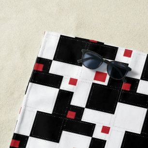 Schwarz-weiß Red Modern Vintage Patchwork Strandtuch