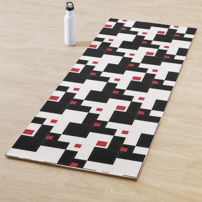 Schwarz-weiß Red Modern Vintage Patchwork Yogamatte (Beispiel)