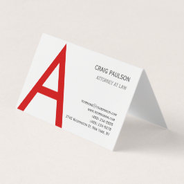 Schwarz-weiß Red Monogram Initial Letter Attorney Visitenkarten