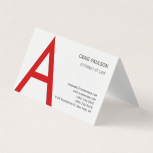 Schwarz-weiß Red Monogram Initial Letter Attorney Visitenkarten