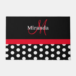 Schwarz-weiß Red Monogram Script Polk Fußmatte