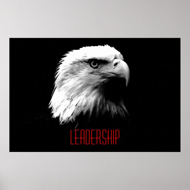 Schwarz-weiß Red Motivation Leadership Eagle Poste Poster (Vorne)