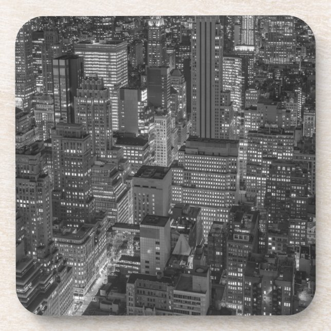 Schwarz-weiß Red New York City Skyline Untersetzer (Vorderseite)