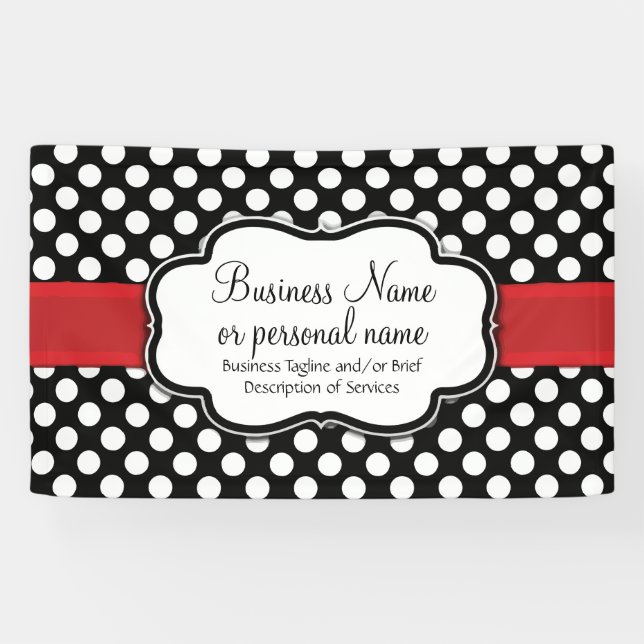 Schwarz-weiß Red Polka Dot Retro Niedlich Consulta Banner (Horizontal)