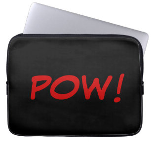 Schwarz-weiß Red Pow! Comic Graphic Retro Vintag Laptopschutzhülle
