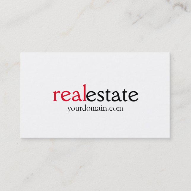Schwarz-weiß Red Real Anwesen Agent Business Card Visitenkarte (Vorderseite)