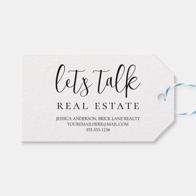 Schwarz-weiß reden wir über echte Kontaktinformati Geschenkanhänger (Vorderseite (Horizontal))