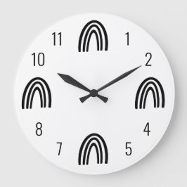 Schwarz/Weiß Regenbogen Kids Wall Clock Große Wanduhr