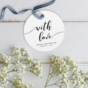 Schwarz-Weiß-Relax-Skript mit Liebe Hochzeit Geschenkanhänger