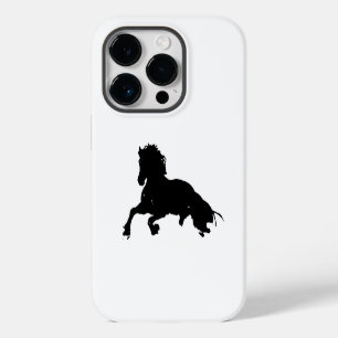 Schwarz-Weiß-Rennpferd-Silhouette iPhone 14 Pro Hülle