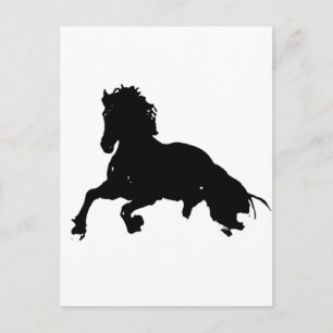 Schwarz-Weiß-Rennpferd-Silhouette Postkarte