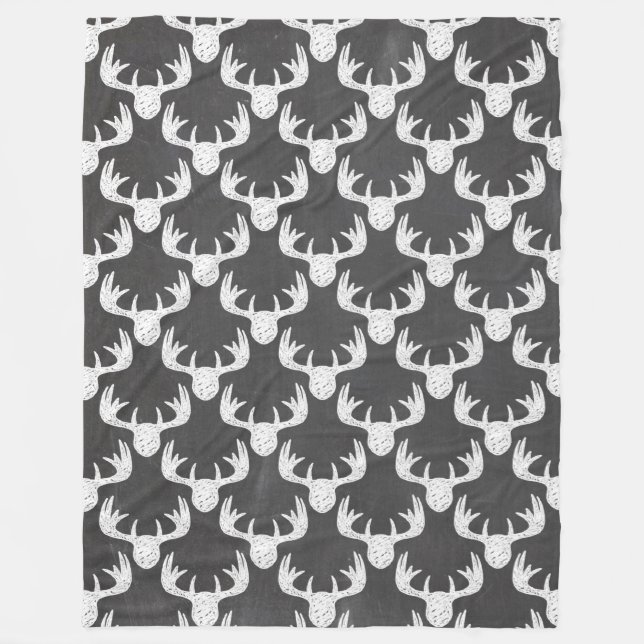 Schwarz/Weiß Rentier Fleece-Blanket Fleecedecke (Vorderseite)