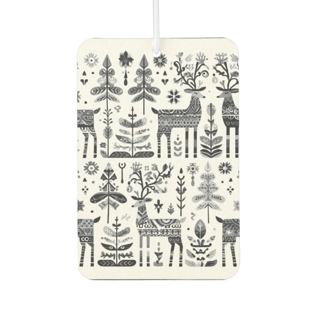 Schwarz-Weiß-Rentier-Muster Autolufterfrischer (Vorderseite)