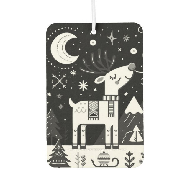 Schwarz-Weiß-Rentier-Muster Autolufterfrischer (Vorderseite)