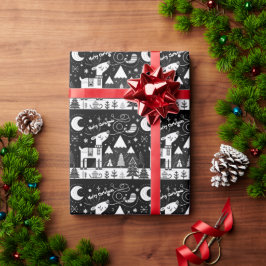 Schwarz-Weiß-Rentier-Muster Geschenkpapier