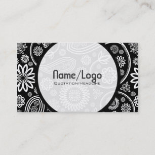 Schwarz-Weiß-Retro-Blume Paisley-Vorlage Visitenkarte