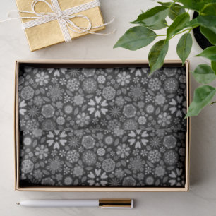 Schwarz-weiß-retro-blumenkunst nahtloses Muster Seidenpapier