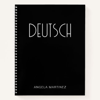 Schwarz-Weiß-Retro-Deutsch-Sprachstudie Notizbuch