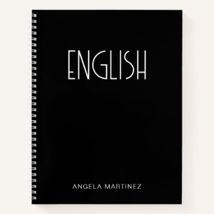 Schwarz-Weiß-Retro-Englisch-Sprachstudium Notizbuch