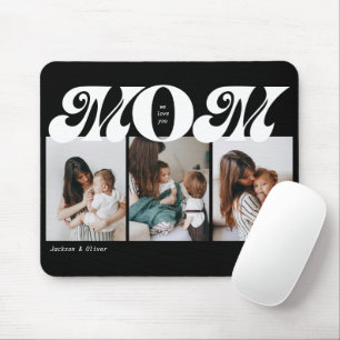 Schwarz-Weiß-Retro-Fett-Mama-3-Foto-Collage Mousepad