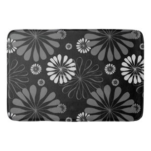 Schwarz-weiß retro floral badematte