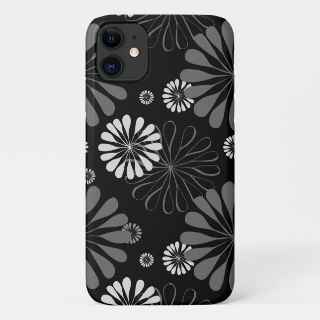 Schwarz-Weiß-Retro-Floral Case-Mate iPhone Hülle (Rückseite)