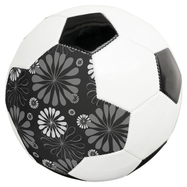 Schwarz-Weiß-Retro-Floral Fußball (Dreiviertel)