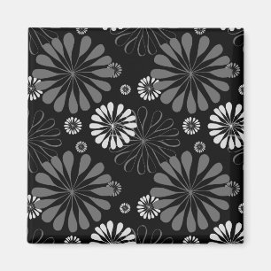 Schwarz-Weiß-Retro-Floral Magnet