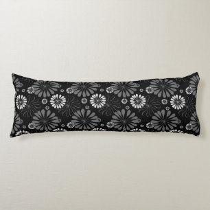 Schwarz-Weiß-Retro-Floral Seitenschläferkissen