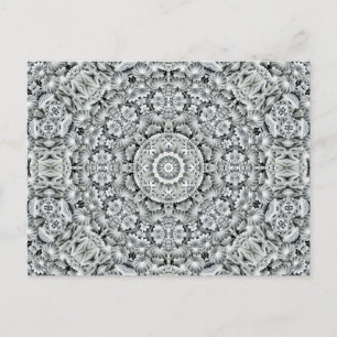 Schwarz-weiß-retro-Fraktal-Kaleidoskop Postkarte