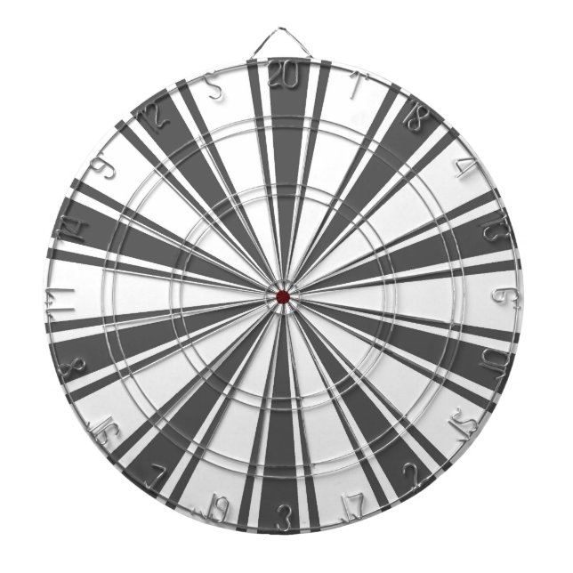 Schwarz-weiß Retro Funky Sun Stripes Dartscheibe (vorne)