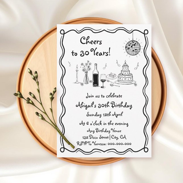 Schwarz-Weiß-Retro-Geburtstag Einladung (Von Creator hochgeladen)