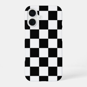 Schwarz-Weiß-Retro-Karo iPhone 16 Hülle