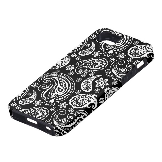 Schwarz-Weiß Retro Paisley Ham Muster Case-Mate iPhone Hülle (unten)