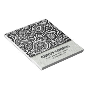 Schwarz-Weiß-Retro-Paisleymuster 2-Individueller T Notizblock