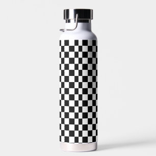 Schwarz-Weiß - Retro-Schachbrettmuster Trinkflasche