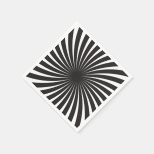 Schwarz & Weiß Retro Spiral Sunburst Serviette