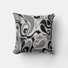 Schwarz-Weiß-Retro-Swirl Kissen