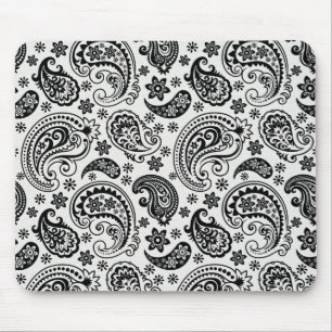 Schwarz/Weiß Retro Verziert Paisley Design Mousepad
