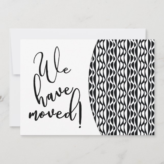 Schwarz-Weiß-Retro-Wellenmuster "Wir haben uns bew Ankündigung (Vorderseite)
