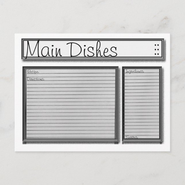 Schwarz-Weiß-Rezeptkarte Postkarte (Vorderseite)