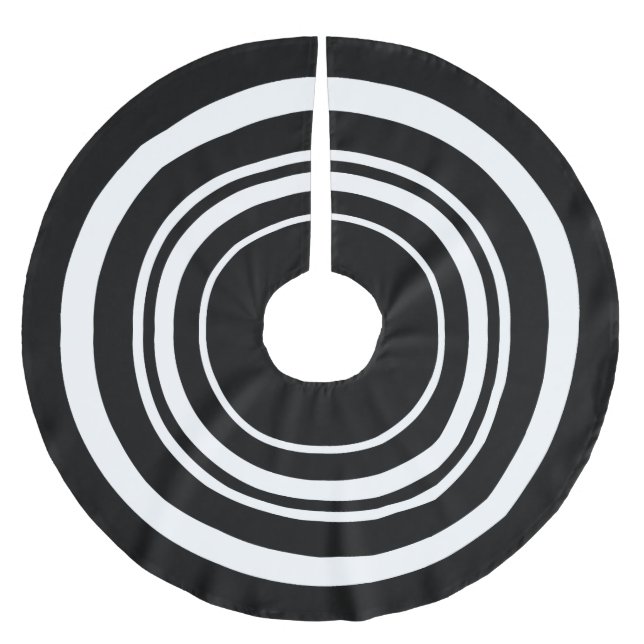 Schwarz-Weiß-Rings-Weihnachtsrock Polyester Weihnachtsbaumdecke (Vorderseite)