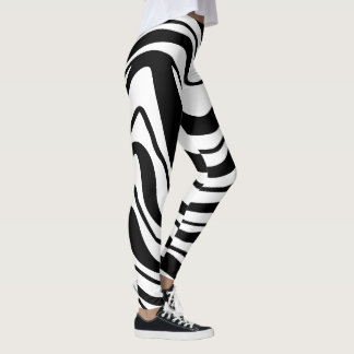 Schwarz-Weiß-Rippel Leggings