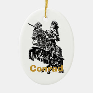 Schwarz-weiß-Ritter-Ornament Keramikornament