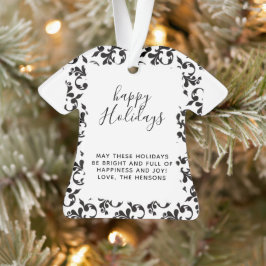 Schwarz-Weiß-Rokoko-Happy-Holidays-Skript Ornament